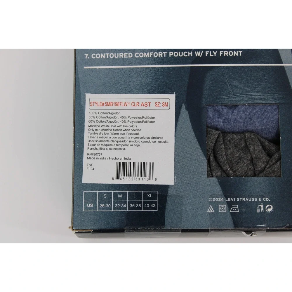 Levi's Men's Boxer Brief 5‎ Pack 100% Cotton Size S Levis